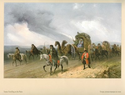 Carlo Bossoli. Tatars Traveling Through the Steppe by Carlo Bossoli